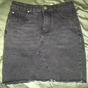 High waisted black denim skirt